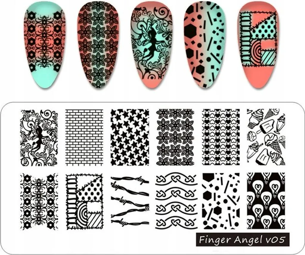 Piastra per timbri Finger Angel Nail Art - V05