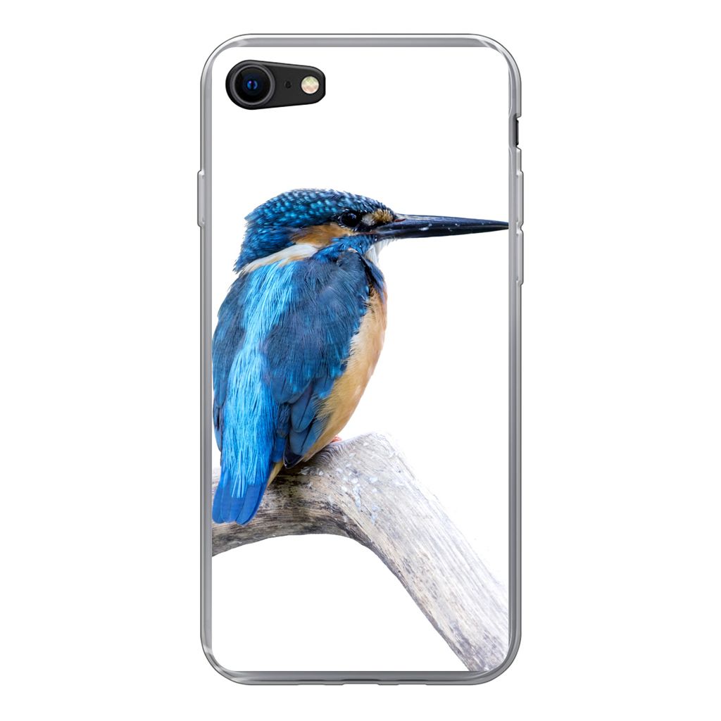 MuchoWow Handyhülle Schutzhülle Hülle für iPhone SE 2020 Eisvogel - Zweig - Schnabel Silikon Softcase Handy Hülle - Kartenbesitzer