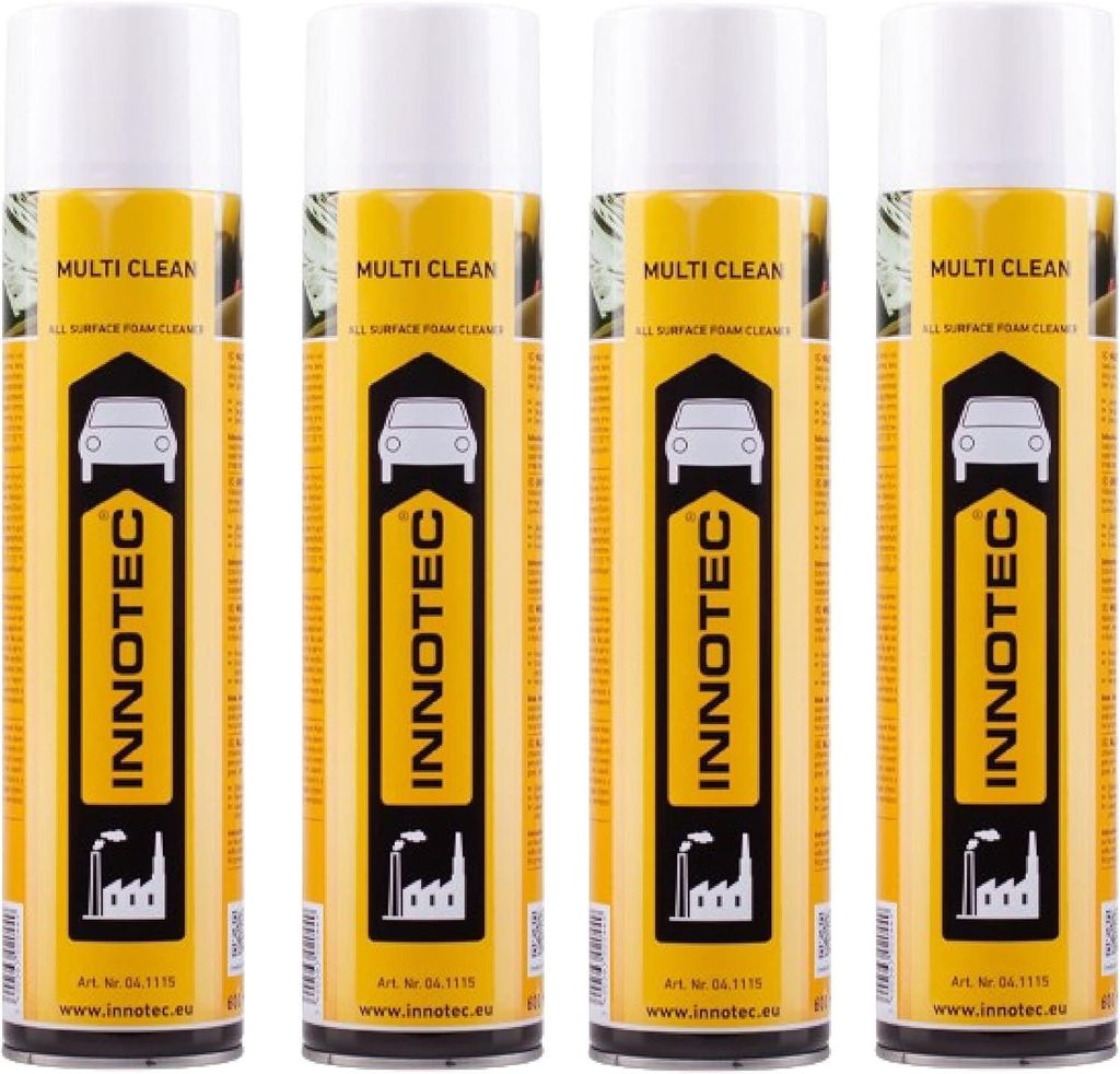 4 Stück Innotec Multi Clean - Universal Schaumreiniger 600 ml Lederreinigung Polsterreinigung Autositzreinigung Innenraumpflege - Aktivschaum