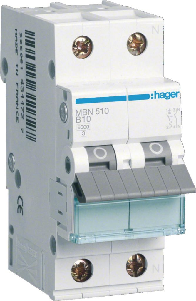 Hager Nicht einlesen, 50 - 60 Hz, 10 A, 2P, 35 mm, 70 mm, Zdjęcie produktu 