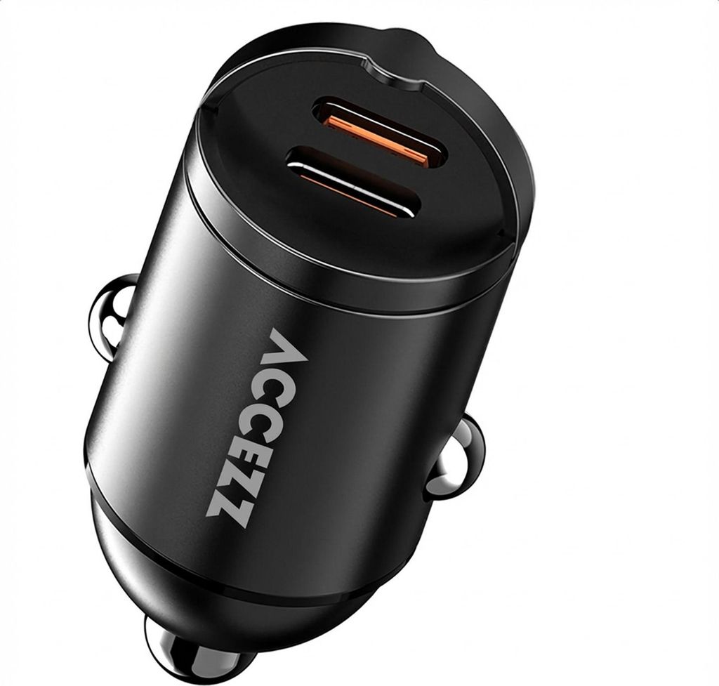 Accezz Autoladegerät | Schnellladegerät mit 2 Ports - 2x USB-C 65 Watt - Schwarz