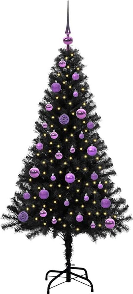 vidaXL Weihnachtsbaum mit 150 LEDs mit Ständer Schwarz 150 cm PVC