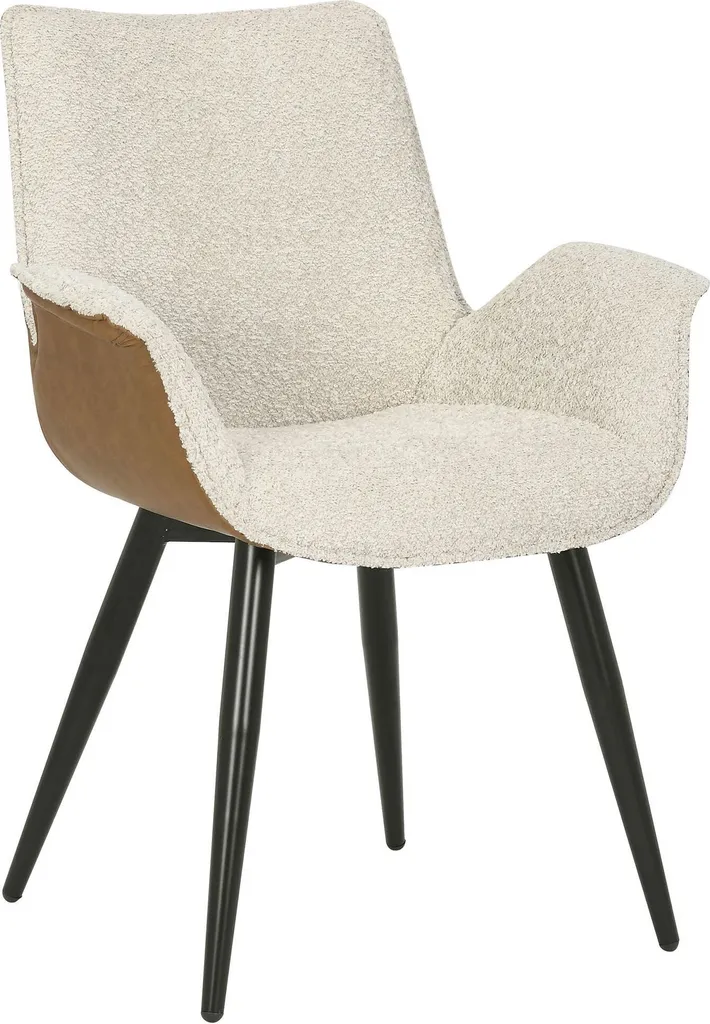 Fauteuil de table design Ella en tissu avec pieds acier 67x64x87 cm