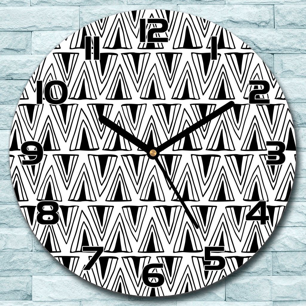 Wanduhr aus Glas Rund fi 30 Dreiecke Boho-Stil Quarz Deko Schlafzimmer Büro