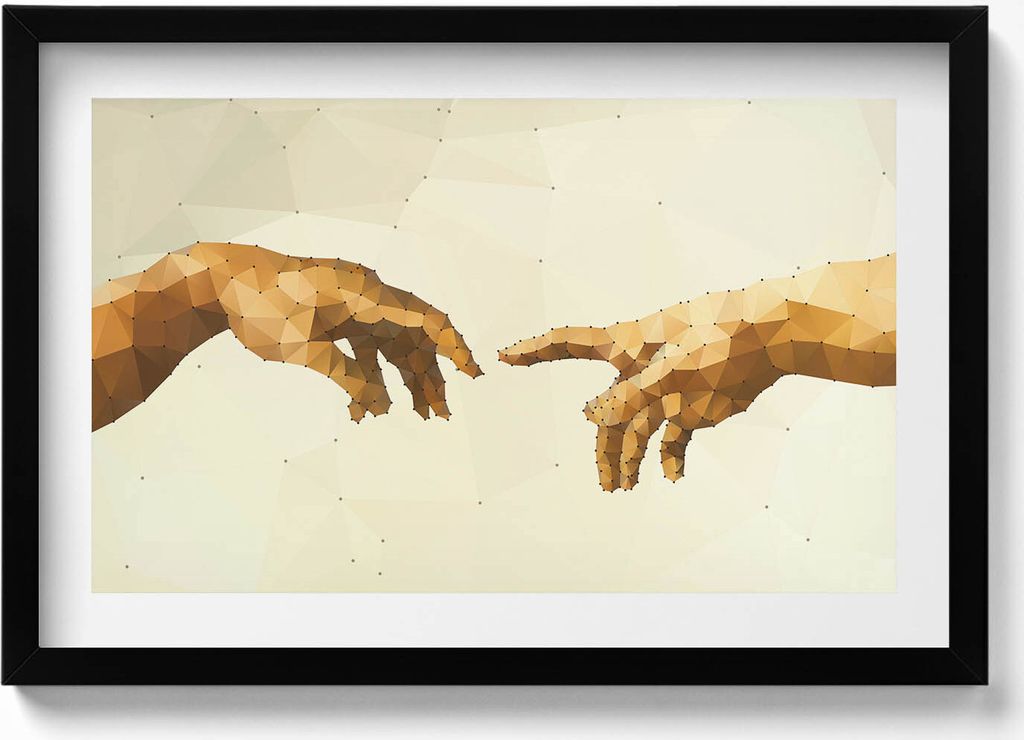 Erschaffung von Adam– Wandbild mit Rahmen – Gerahmtes Bild – Wanddekoration – 60x40 cm – Schwarz Rahmen
