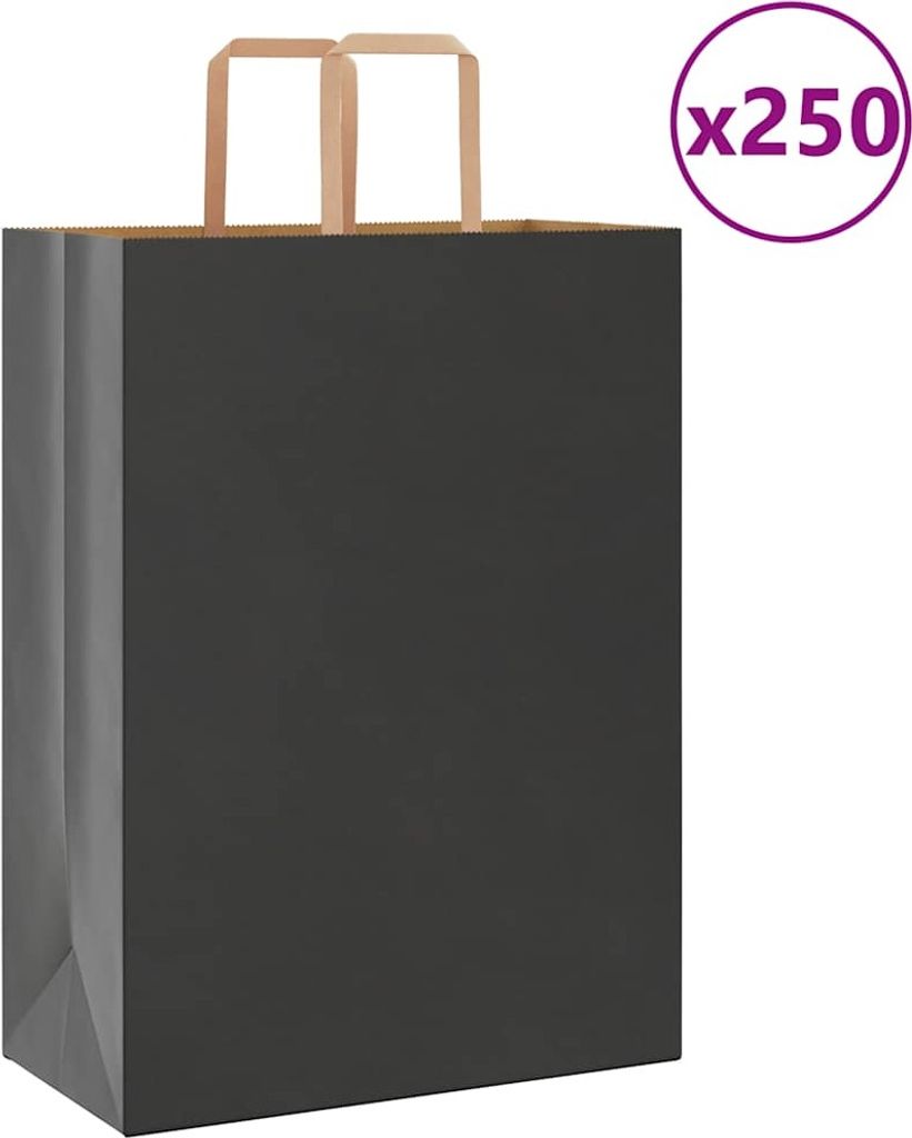 Papiertragetaschen 250 Stk. mit Henkeln Schwarz 32x17x44 cm
