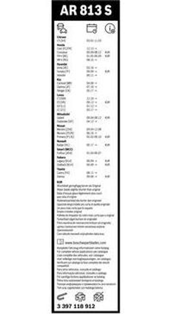 BOSCH 3 397 118 912 Scheibenwischerblatt OE kompatibel mit C5, Civic, FR-V, HR-V, Ioniq, Sonata, Veloster, Cherokee, Carnival, Optima, Stinger, CT...