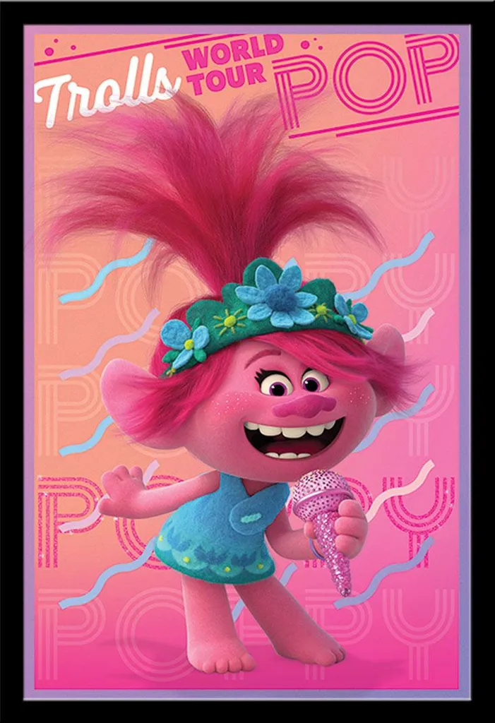 Set Poster Trolls Poppy + Cornice Shinsuke MDF Nero 61x91.5 cm