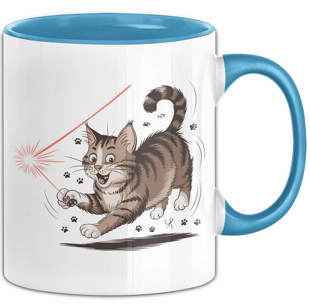 Katzenliebhaber Tasse Geschenkidee für Katzenfreunde (Blau)