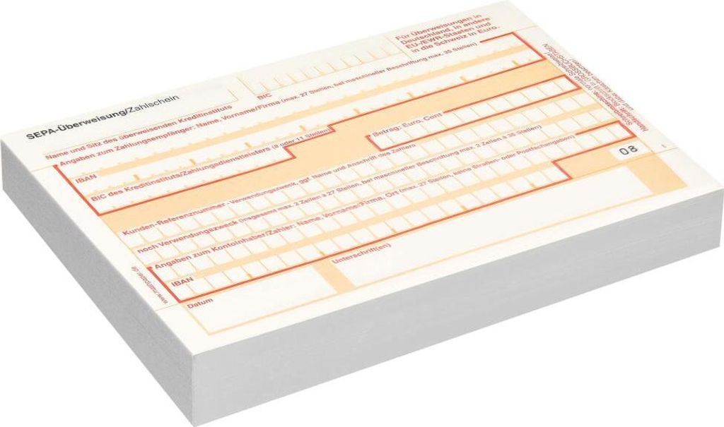 mashpaper SEPA Überweisungsträge 100 Stück 15 cm x 4 1/6 Produktbild 4