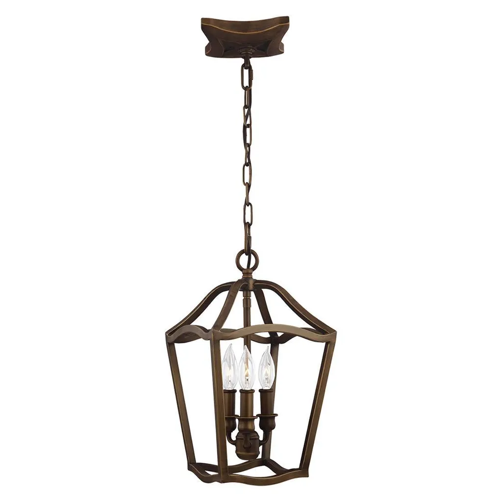 Lustre Yarmouth Feiss en laiton vieilli 3 x E14 - Lustre métal 205cm