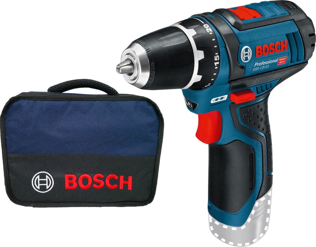 Bosch Akku-Bohrschrauber GSR 12V-15 Solo im Softbag Produktbild 