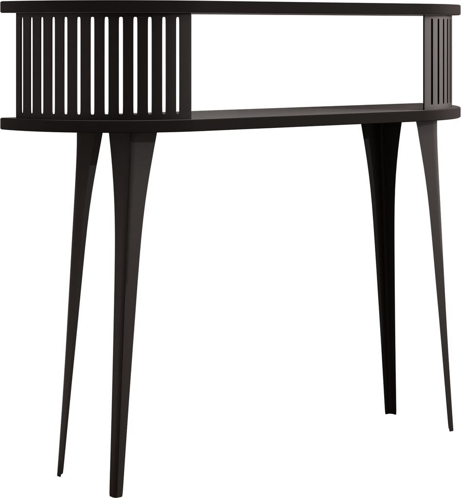 MIRJAN24 Konsolentisch Roenni Oval, Elegant Wohnzimmer, Beine und Seiten aus Stahl (Farbe: Schwarz / Schwarz Molet)