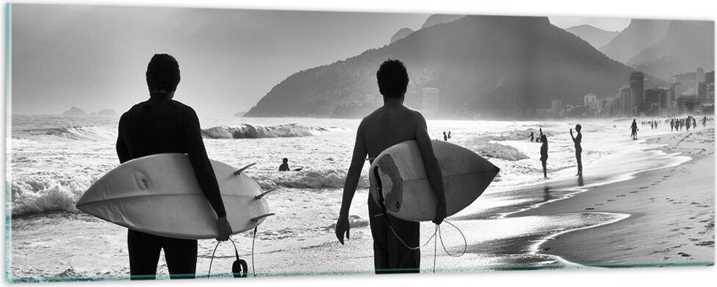 Bilder auf glas - Meer Welle Surfen - 90x30cm - Glasbilder - Wandbilder - Kunstdruck - zum Aufhängen bereit - Wanddekoration aus Glas - Glas Bilde...