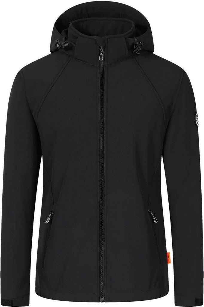 Blue Wave Damen Softshelljacke Maite mit abnehmbarer Kapuze - Jacke winddicht und atmungsaktiv in Schwarz Größe 46