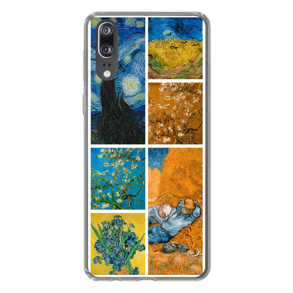 MuchoWow Handyhülle Schutzhülle Hülle für Huawei P20 Van Gogh - Collage - Alte Meister Silikon Softcase Handy Hülle - Hardcover