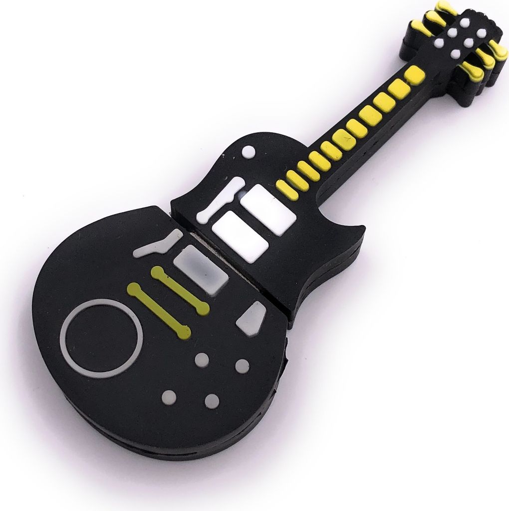 Onlineworld2013 Gitrarre PVC Schwarz gelb Funny USB Stick 64 GB USB 3.0
