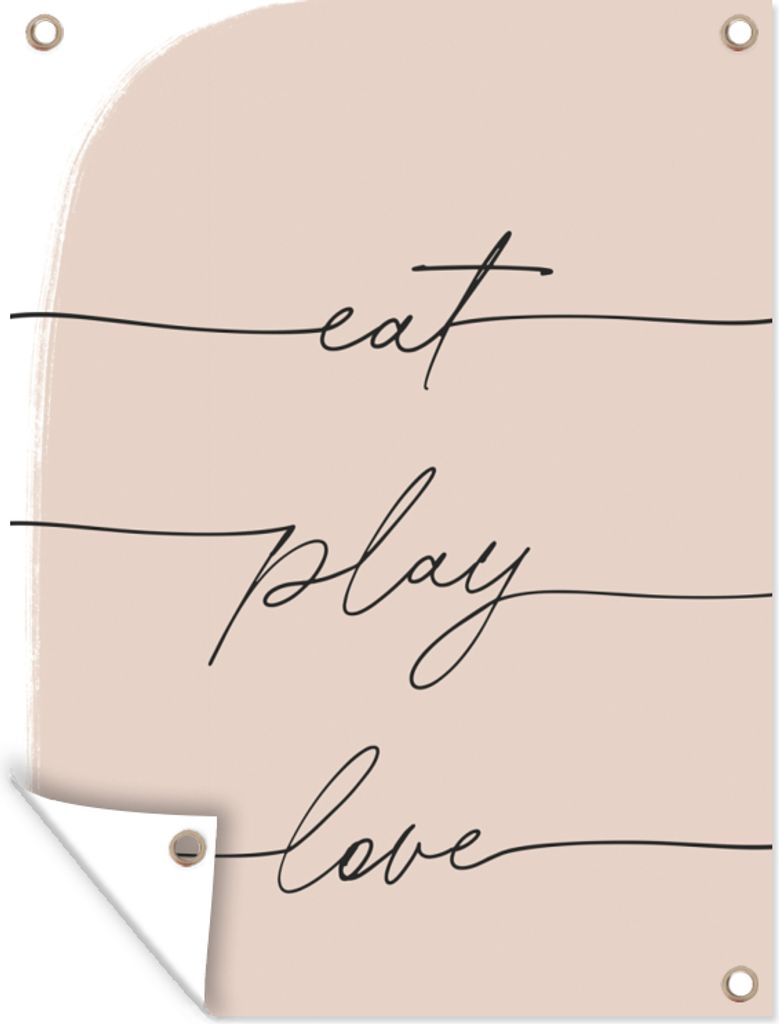 MuchoWow 30x40 cm Outdoor-Poster Gartendeko Sichtschutz Garten Poster für den Garten Text - Zitate - Essen spielen Liebe - Essen