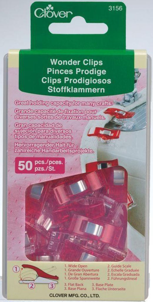 Clover Stoffklammern Wonder Clips in verschiedenen Ausführungen : Rot : 50er Pack