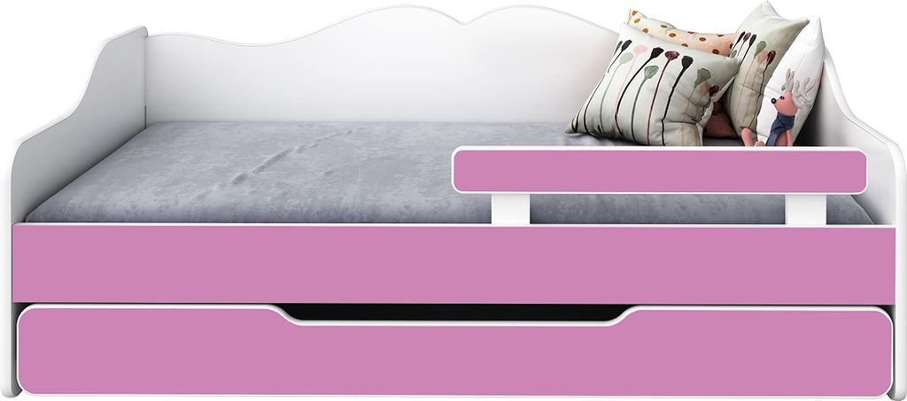 BDW Kinderbett, Jugendbett, Doppelbett mit Lattenrost, Rosa, 140 x 70 cm