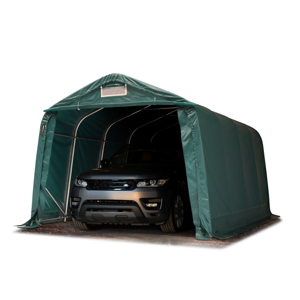 TOOLPORT Garagenzelt Carport 3,3 x 4,8 m in dunkelgrün Unterstand Lagerzelt 800 N PVC Plane und stabiler Stahlrohrkonstruktion