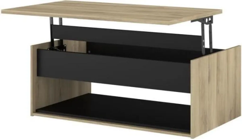 Table basse relevable OSTARA rectangulaire chêne et noir 110x65 cm - 6