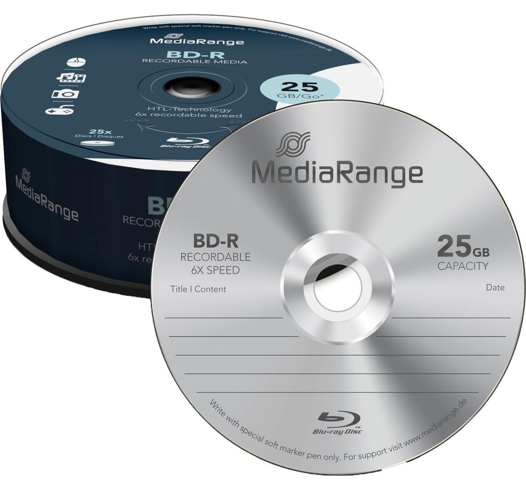 MediaRange BD-R 25GB 6x 25pcs Cakebox Image du produit 