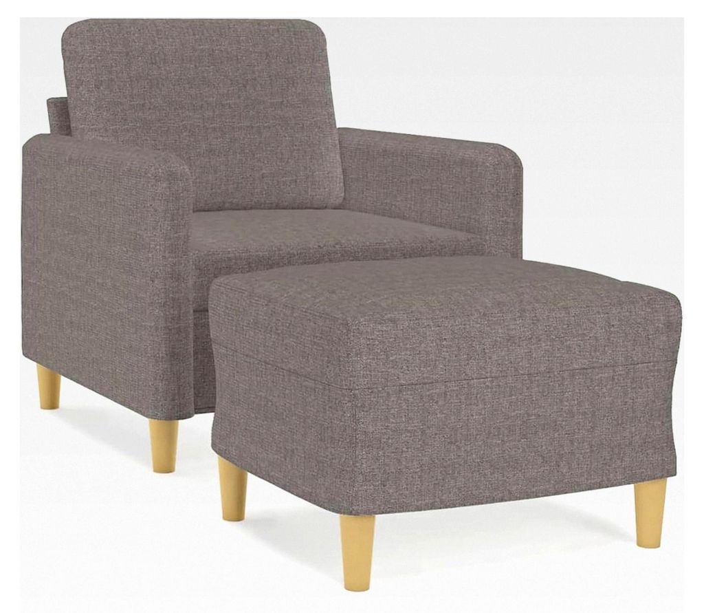 Taupe Sessel mit Hocker: Bequem, Robust, für Entspannung und mehr - Polyester, Metall, 78x77x80 cm