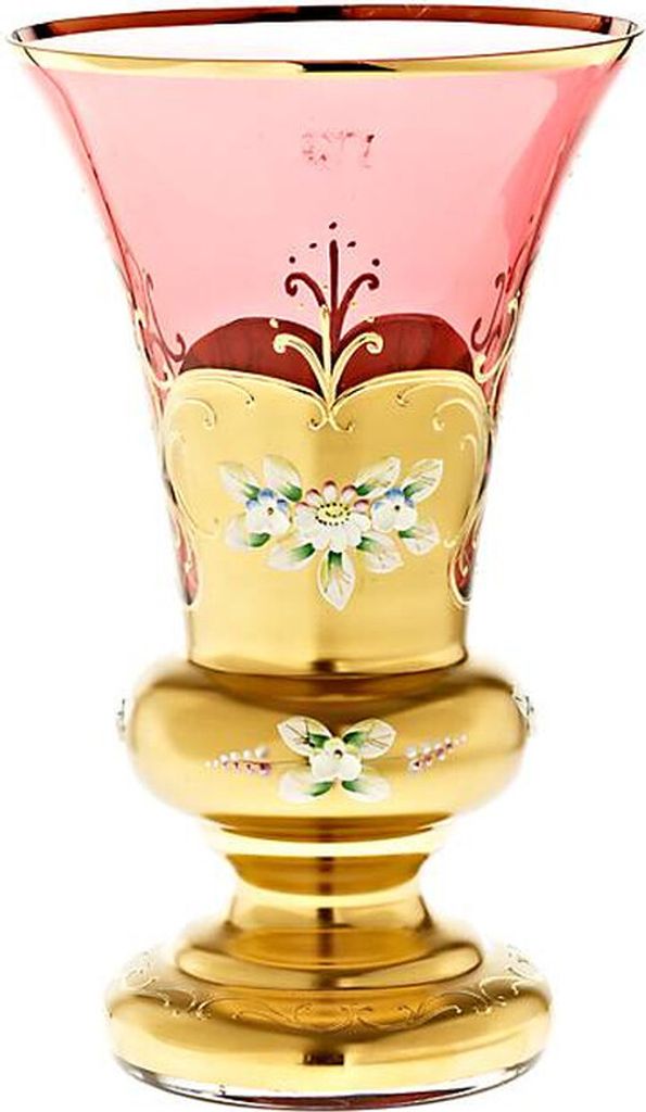 Vase Red Queen 26 cm, Rot/Gold, aus Glas