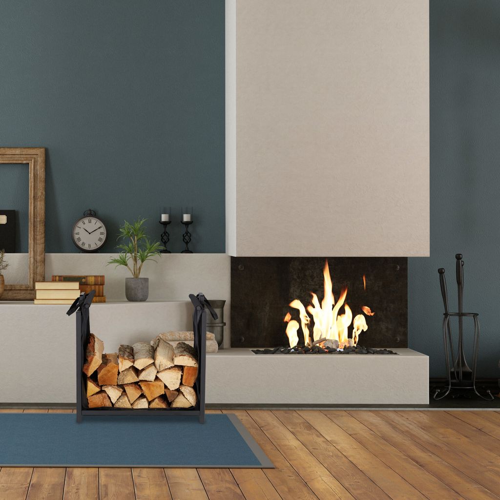 relaxdays Kaminholzkorb schwarz 51,0 x 37,0 x 50,0 cm Produktbild 2