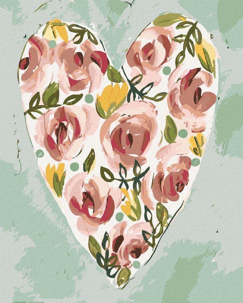 Zuty - Malen nach Zahlen - VALENTINSHERZ (HALEY BUSH), 40x50 cm, mit Keilrahmen (bereits gespannt)