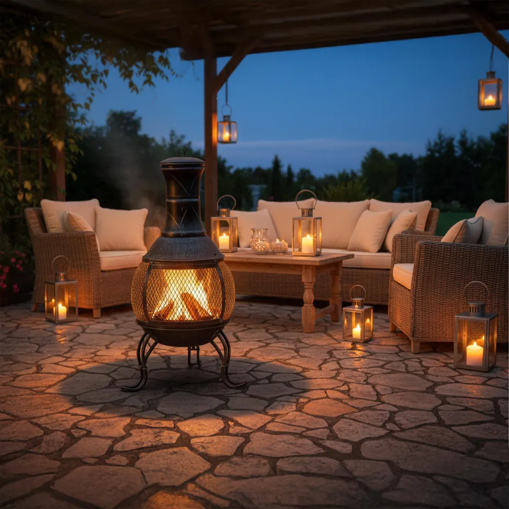 Chauffage de Terrasse Extérieur Four Aztèque Gris pour Soirée Hiver - 3