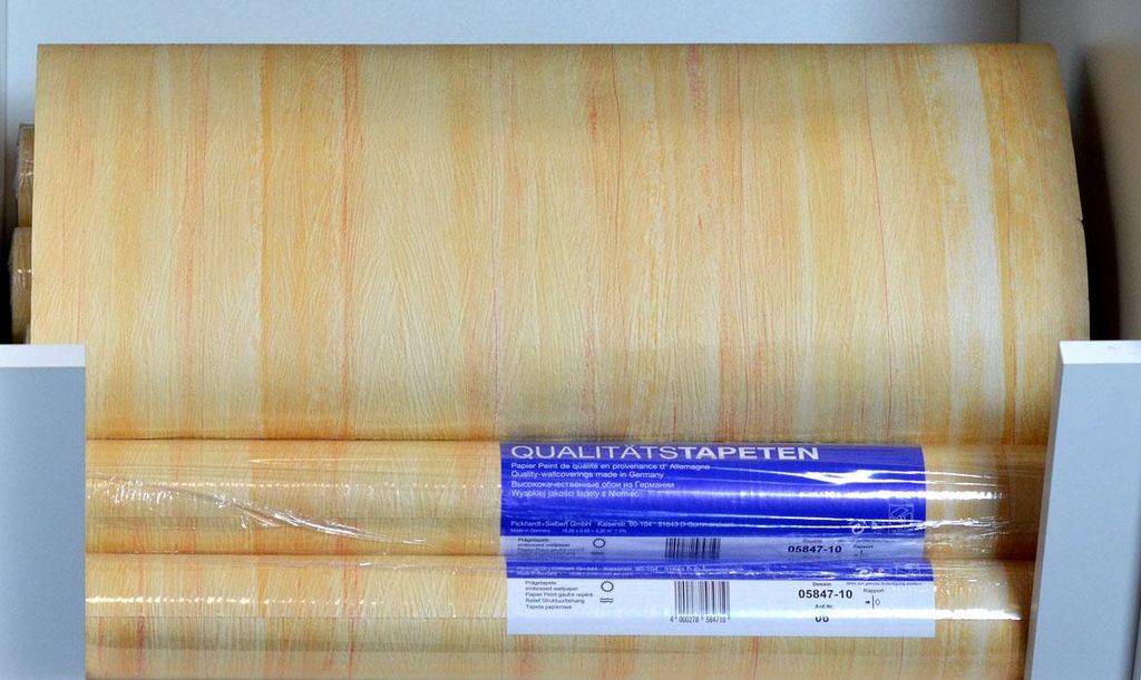 Papiertapete Prägetapete 05847-10 gelb längsorientiert Eurorolle