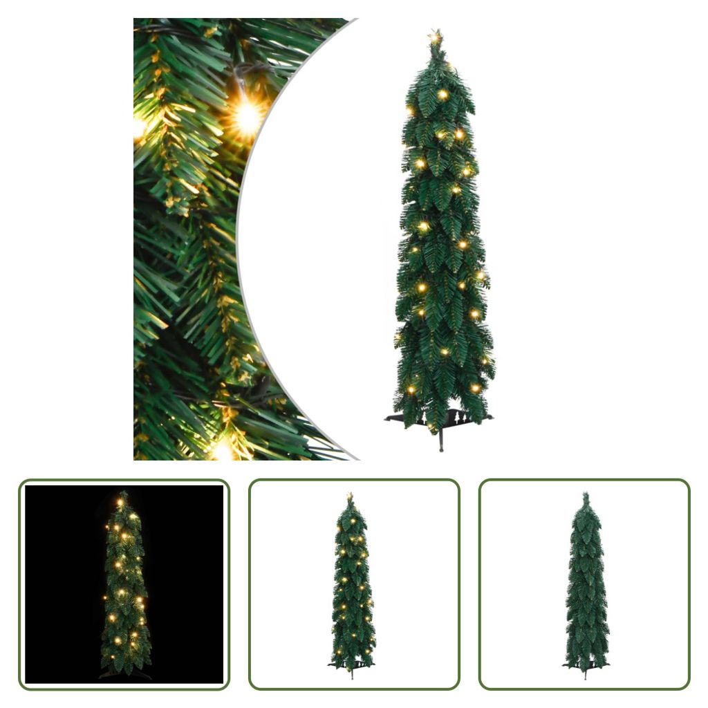 The Living Store Künstlicher Weihnachtsbaum mit Beleuchtung 45 LEDs 90 cm