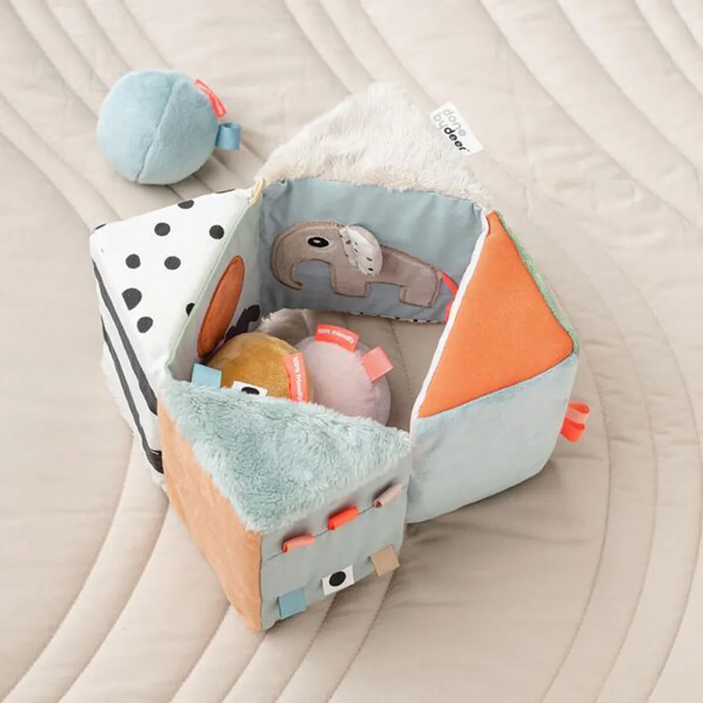 Cube Sensoriel Dépliable Multicolore avec Miroir et Textures Variées - 5