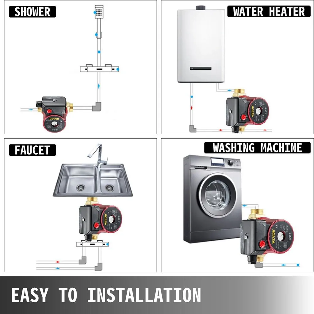 Pompe de Douche Haute Pression pour Augmenter le Débit d'Eau Chaude - 6