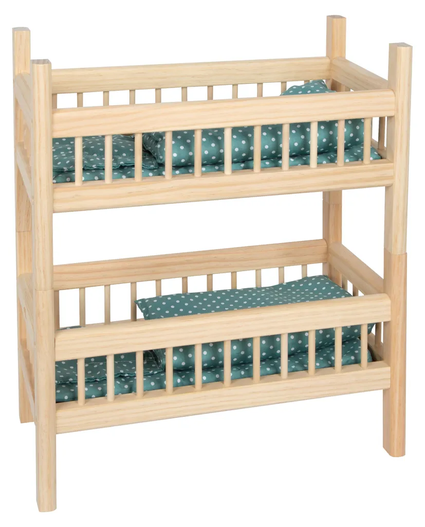 Lit superposé pour poupées en bois blanc avec literie Small Foot 51cm