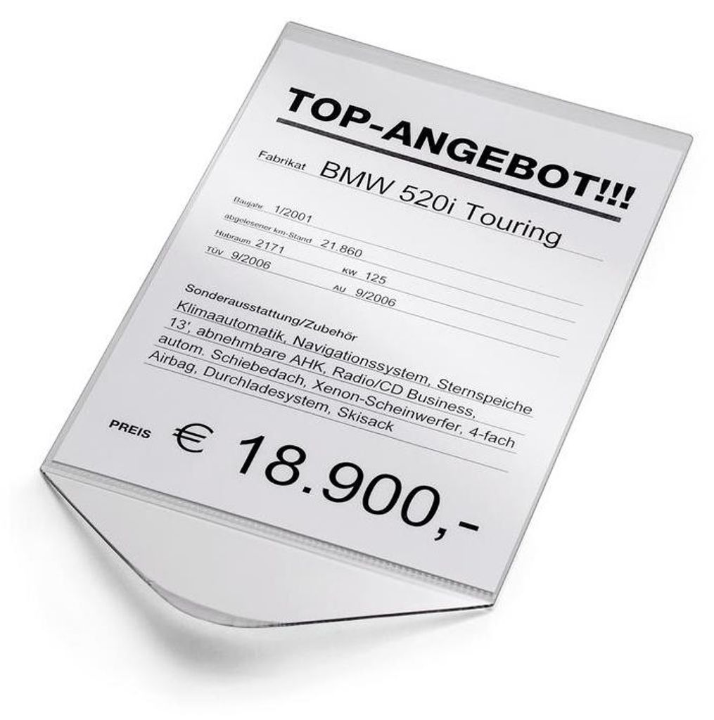 Verkaufsschilder, zum Klemmen hinter Seiten- oder Produktbild 
