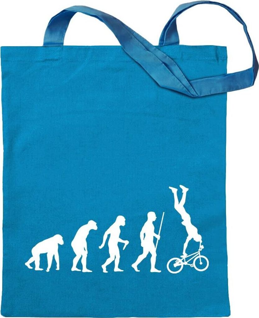Kiwistar - Baumwolltasche - hellblau - BMX Freestyle Evolution - Tragetasche Stoffbeutel Umhängetasche langer Henkel