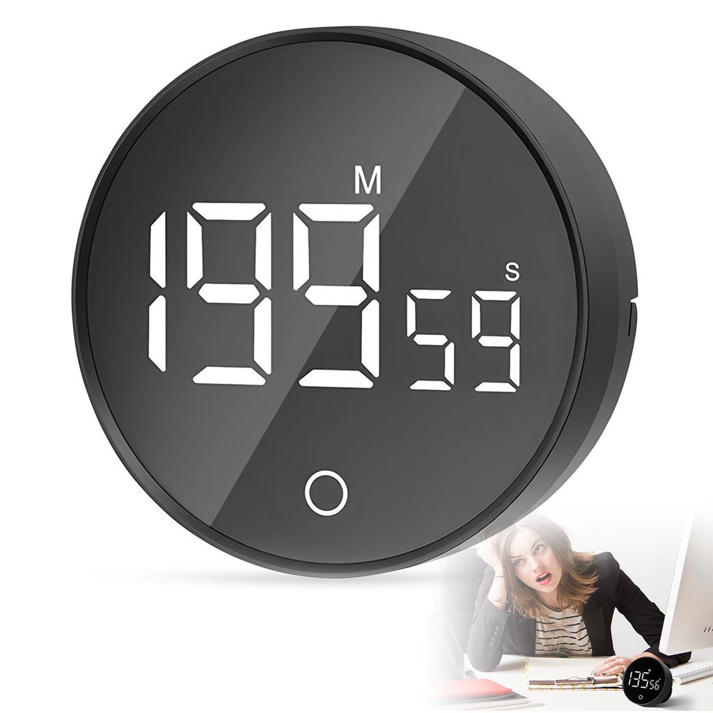 Eieruhr digital,Dreh Timer mit LED-Anzeige, Magnet, visuellem Signal und 3 Lautstärkestufen für Kochen & Lernen,Kurzzeitmesser, Eieruhr