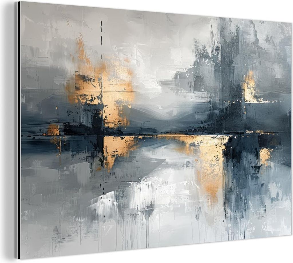 MuchoWow Wanddekoration Metall Metallbild Wandkunst 120x80 cm Abstrakt - Farbe - Kunst - Gold MuchoWow Aluminium Gemälde - Alu Bild