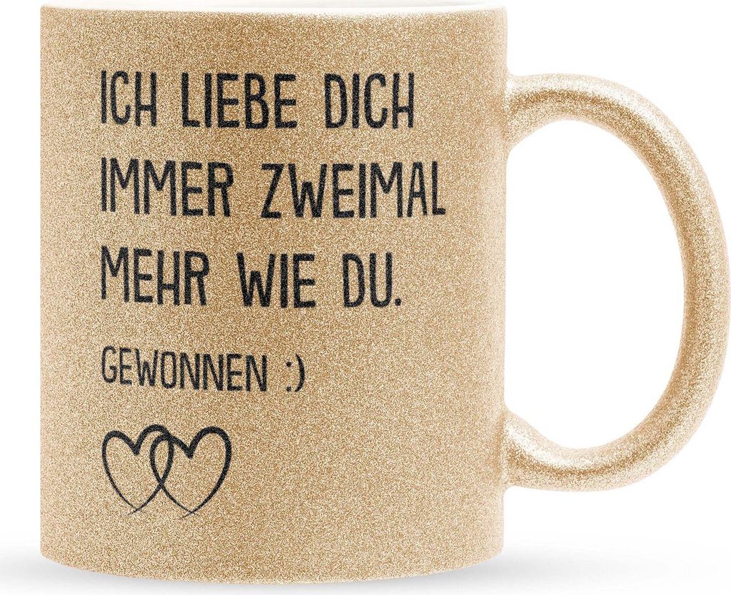 22Feels Glitzertasse Gold Jahrestag Geschenk Frauen Männer Hochzeitstag Ehefrau Ehemann Freund Freundin Valentinstag Geburtstag Weihnachten Kaffee...