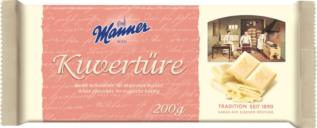 Manner Kuvertüre Weisse Schokolade 200g Produktbild 