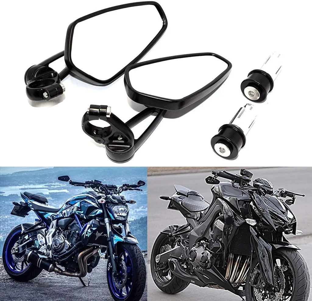 Rétroviseurs de Guidon Antichoc et Antireflet 22mm pour Moto Noir