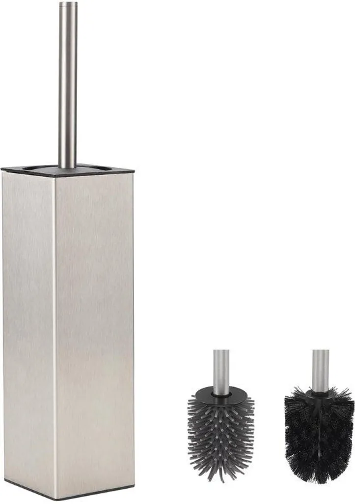Brosse de toilettes en métal avec support carré et tête en silicone BVL