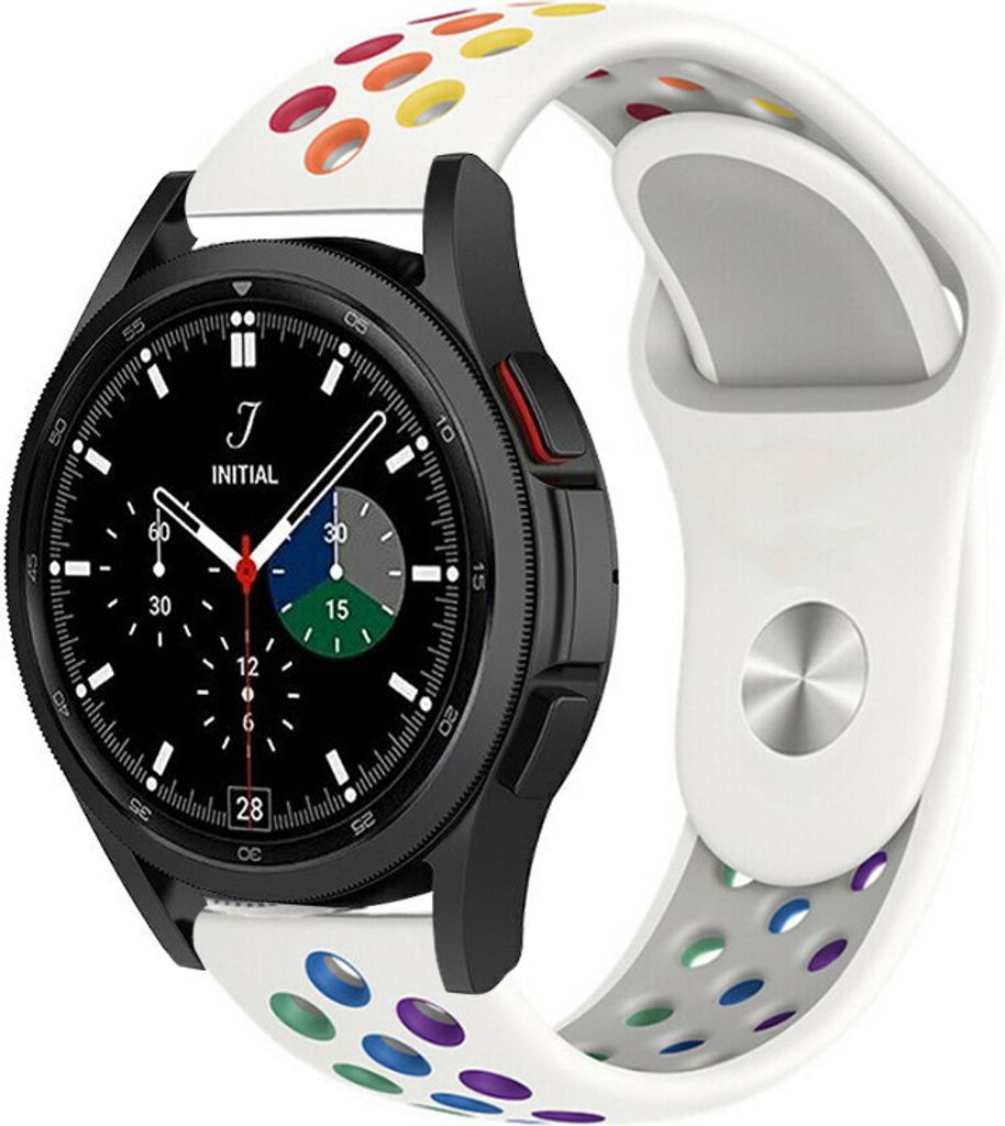 Strap-it Samsung Galaxy Watch 4 Classic 46mm Sportarmband (Weiß/Bunt)