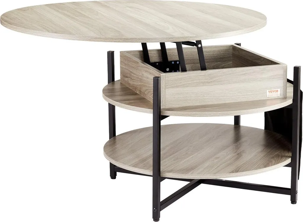 Table Basse Relevable Ronde Blanche 90cm - Plateau Relevable Design - 10