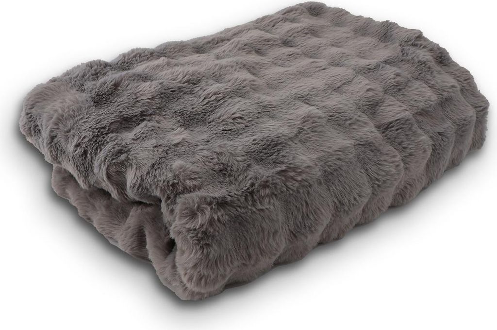 Fair De Luxe Kuscheldecke 100% Polyester | wärmende Wohndecke/Plaid vielseitig einsetzbar | Grau