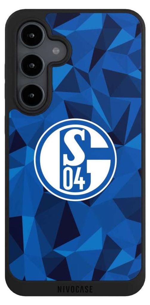 NIVOCASE Handyhülle für Samsung Galaxy S24 FE 5G Hülle NIVOpure Case Schwarz Camouflage FC Schalke 04 Muster