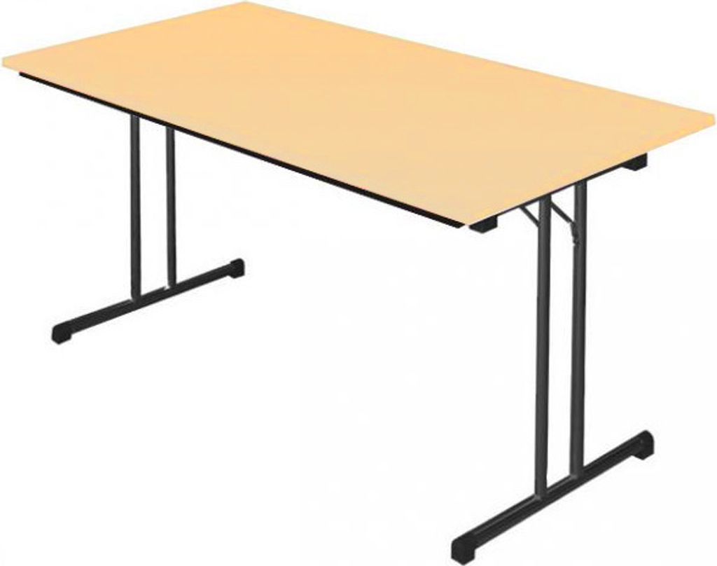 Klapptisch Besprechungstisch Schreibtisch 180x80 cm RAL 9005 Schwarz/Ahorn-Nachbildung
